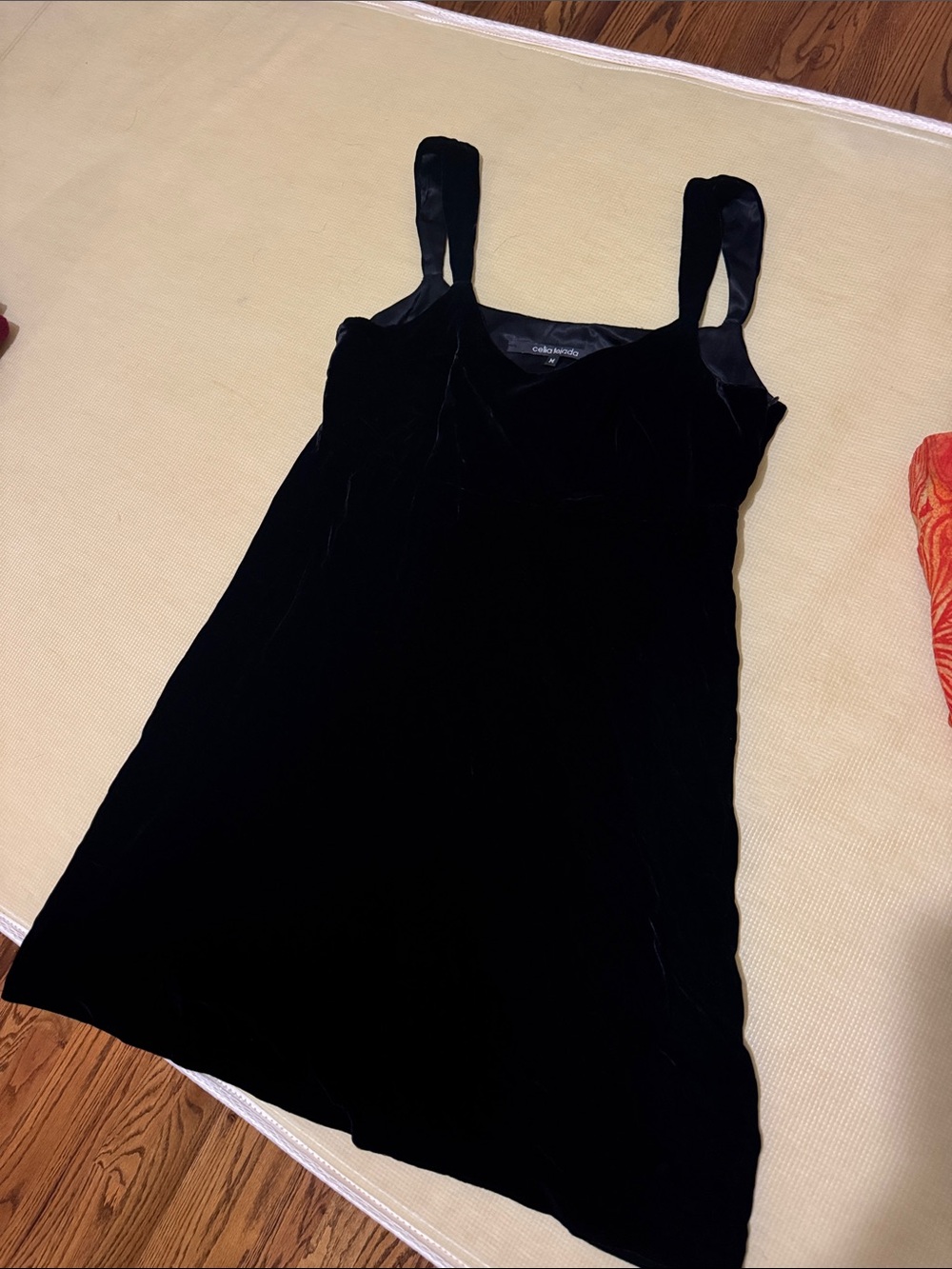 Vintage Y2K Black Velvet Camisole Slip Dress with Satin Straps